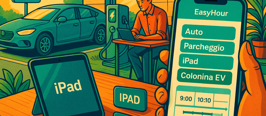 Oltre le scrivanie: prenotare risorse condivise (iPad, auto, parcheggi, ricarica EV)